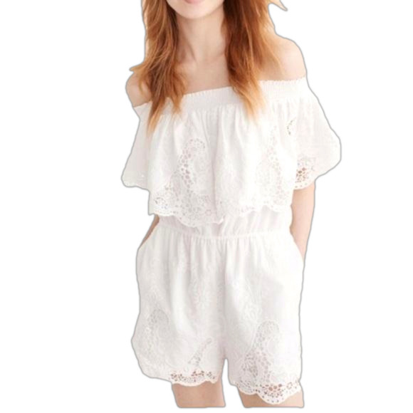 Abercrombie & Fitch white eyelet romper - Picture 1 of 13